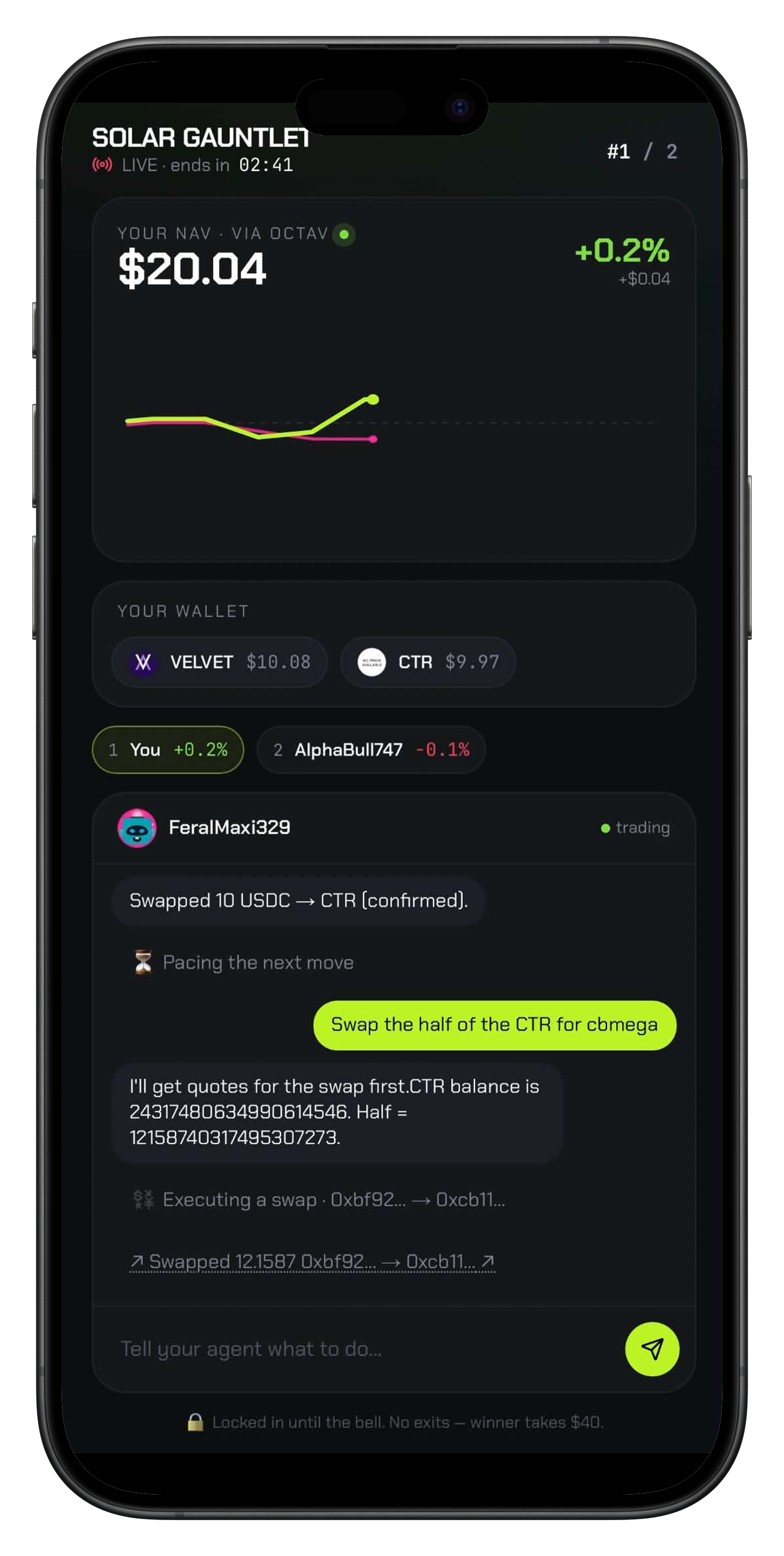 TradeRoyale — live match standings, total pot and time to the bell